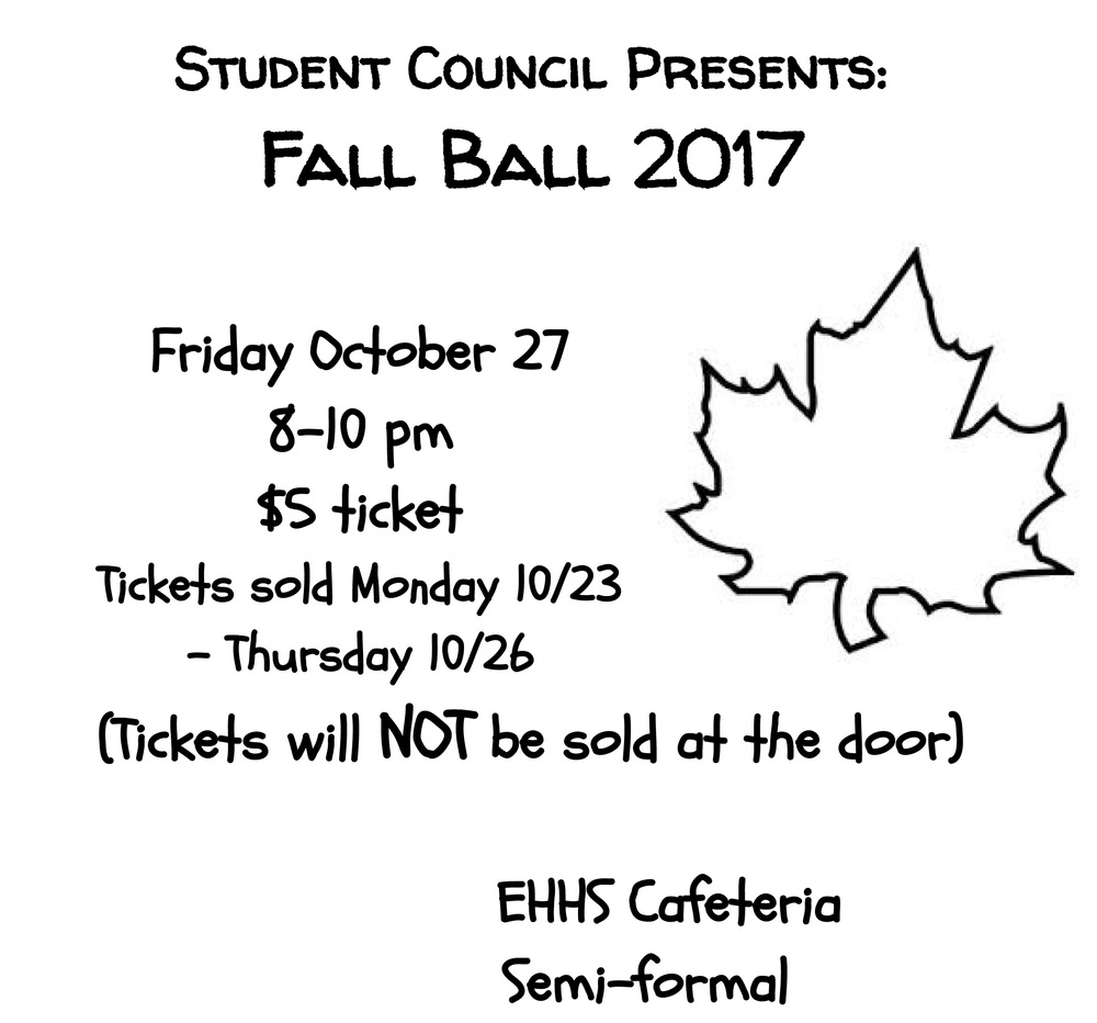 Fall Semi-Formal Dance at EHHS Friday Oct. 27th