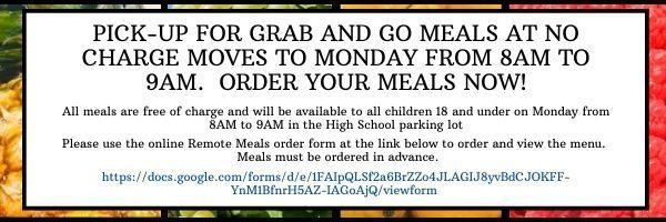 Wednesday to Monday Schedule Change for Grab & Go Meals
