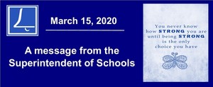 Message from the Superintendent of Schools